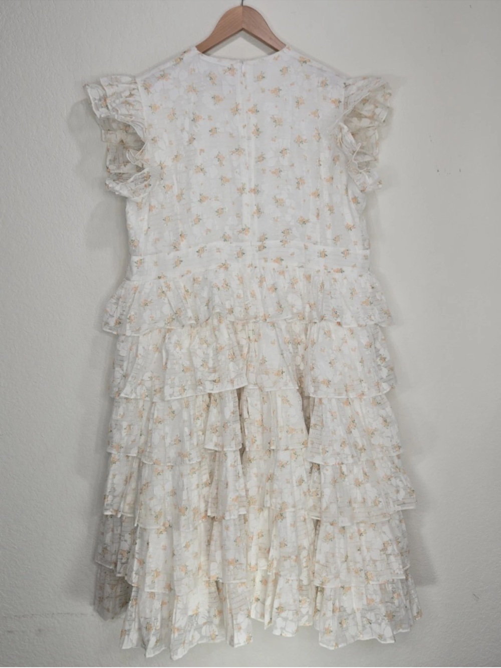 JessaKae Charming Tiered Ruffle Dress White Floral Size 2XL Womens